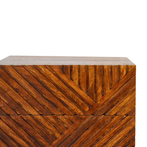 Chestnut Ridged Carved Line Bedside Table