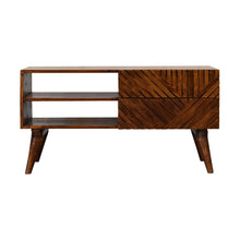 Load image into Gallery viewer, Chestnut Ridged Carved Line Media TV Unit
