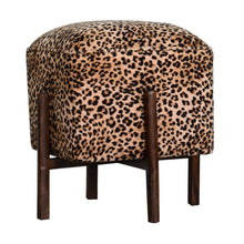 Load image into Gallery viewer, Leopard Print Velvet Footstool - Squared
