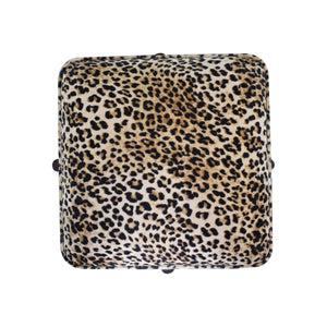 Leopard Print Velvet Footstool - Squared