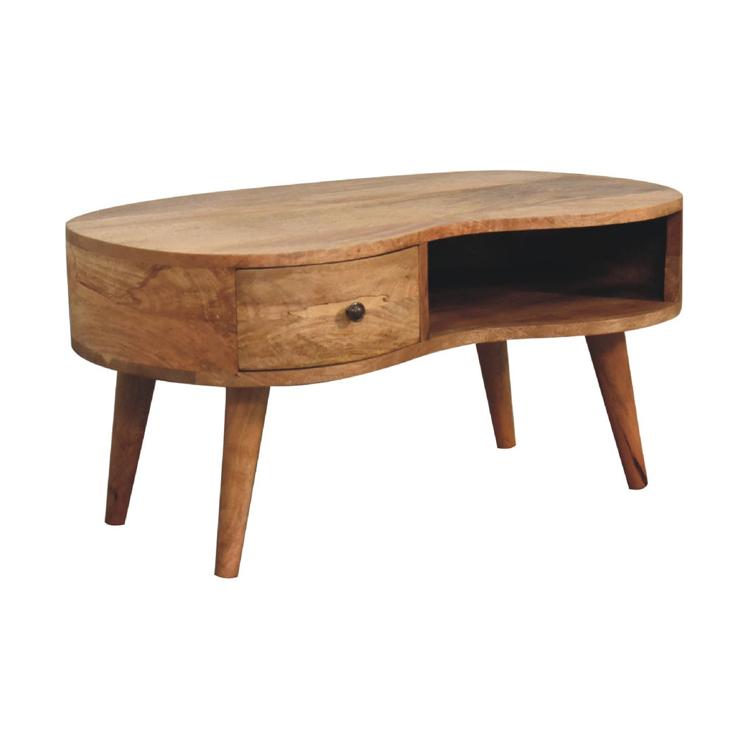 Oak Curved Wooden Storage Coffee Table