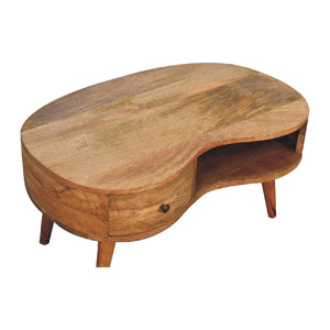 Oak Curved Wooden Storage Coffee Table