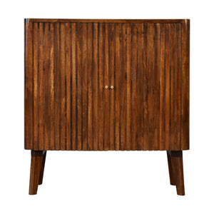 Retro Chestnut Wooden Ridged Sideboard Cabinet