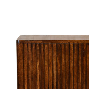 Retro Chestnut Wooden Ridged Sideboard Cabinet