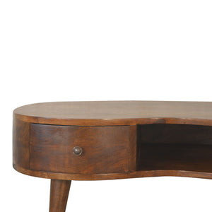 Chestnut Curved Wooden Storage Coffee Table