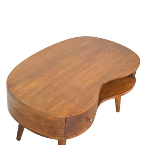 Chestnut Curved Wooden Storage Coffee Table