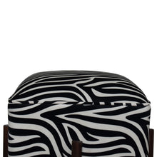 Load image into Gallery viewer, Zebra Print Velvet Footstool - Squared
