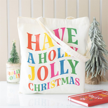 Load image into Gallery viewer, Holly Jolly Christmas Polyester Tote Bag
