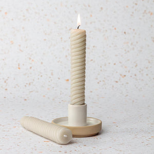 Tapered Taupe Twisted Candles - Set Of 3