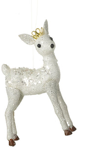 White Glitter Reindeer Christmas Decoration
