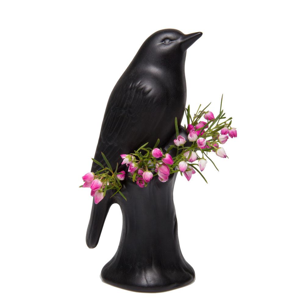 Black Bird Flower Bud Vase