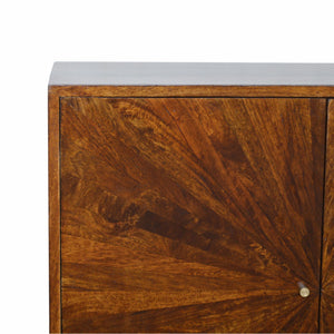 Sunburst Wooden Sideboard 2 Door Shelf Cabinet