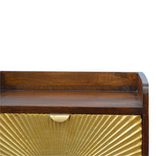 Load image into Gallery viewer, Gold Sunburst Chesnut Medium Bedside Table
