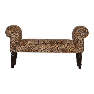 Leopard Print Velvet End Of Bed Bench