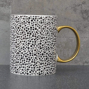 Spot Print Mug With Gold Handle