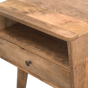 Oak Open Shelf 1 Drawer Bedside Table
