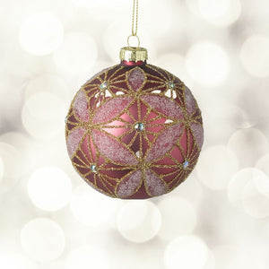 Pink & Gold Glitter Christmas Tree Bauble