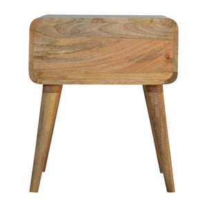 Oak Rattan Rounded Edge Bedside Table