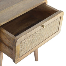 Load image into Gallery viewer, Oak Rattan Rounded Edge Bedside Table
