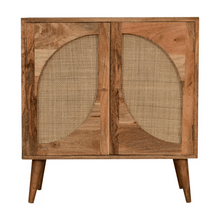 Load image into Gallery viewer, Wooden Oak Rattan Leaf Door Cabinet
