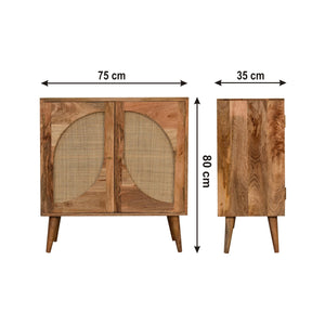 Wooden Oak Rattan Leaf Door Cabinet