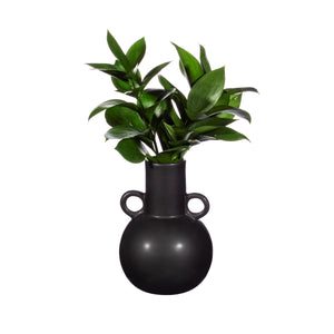 Black Matte Round Handle Vase