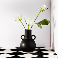 Load image into Gallery viewer, Black Matte Round Handle Vase

