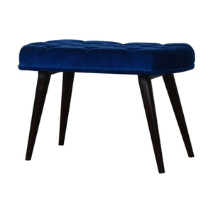 Blue Velvet Upholstered Bench