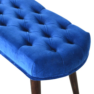 Blue Velvet Upholstered Bench