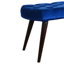 Load image into Gallery viewer, Blue Velvet Upholstered Bench

