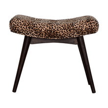Load image into Gallery viewer, Leopard Print Velvet Upholstered Bench With Angled Seat
